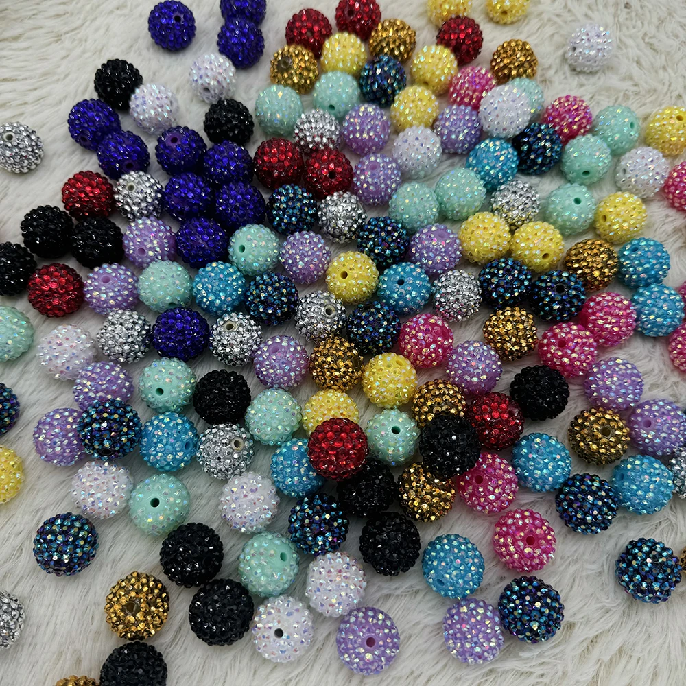 20mm Various Color Chunky Beads Acrylic Bubblegum Crystal Clay Sparkling Fancy Shiny Craft Rhinestone  Beads For Jewelry Pen