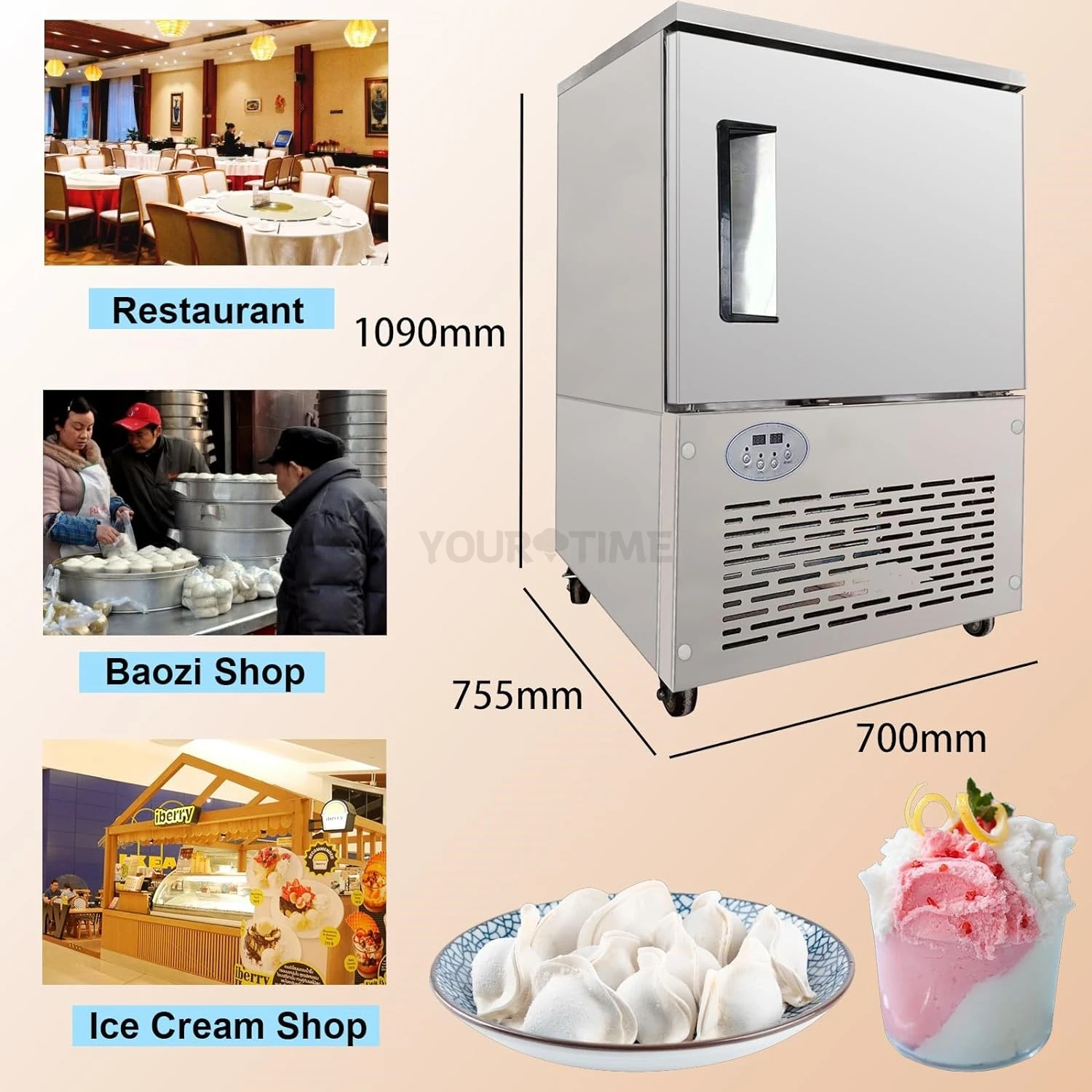 Yourtime Commercial 5 trays 150L small  blast freezer/ Commercial stainless steel quick freezing blast freezer