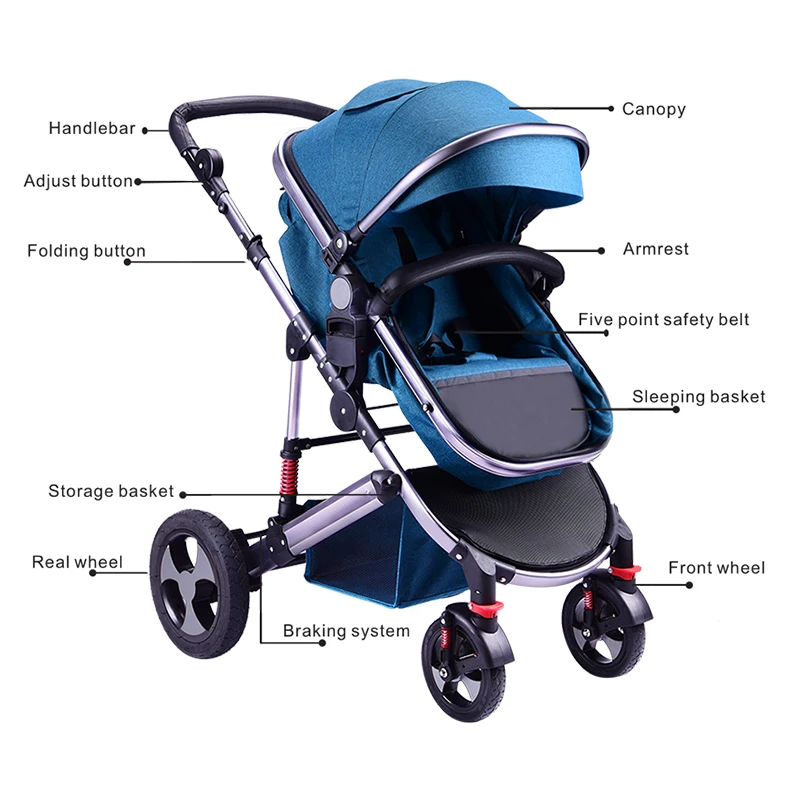 
Stroller can sit and lie on the high view of the newborn two-way sleep basket bed 