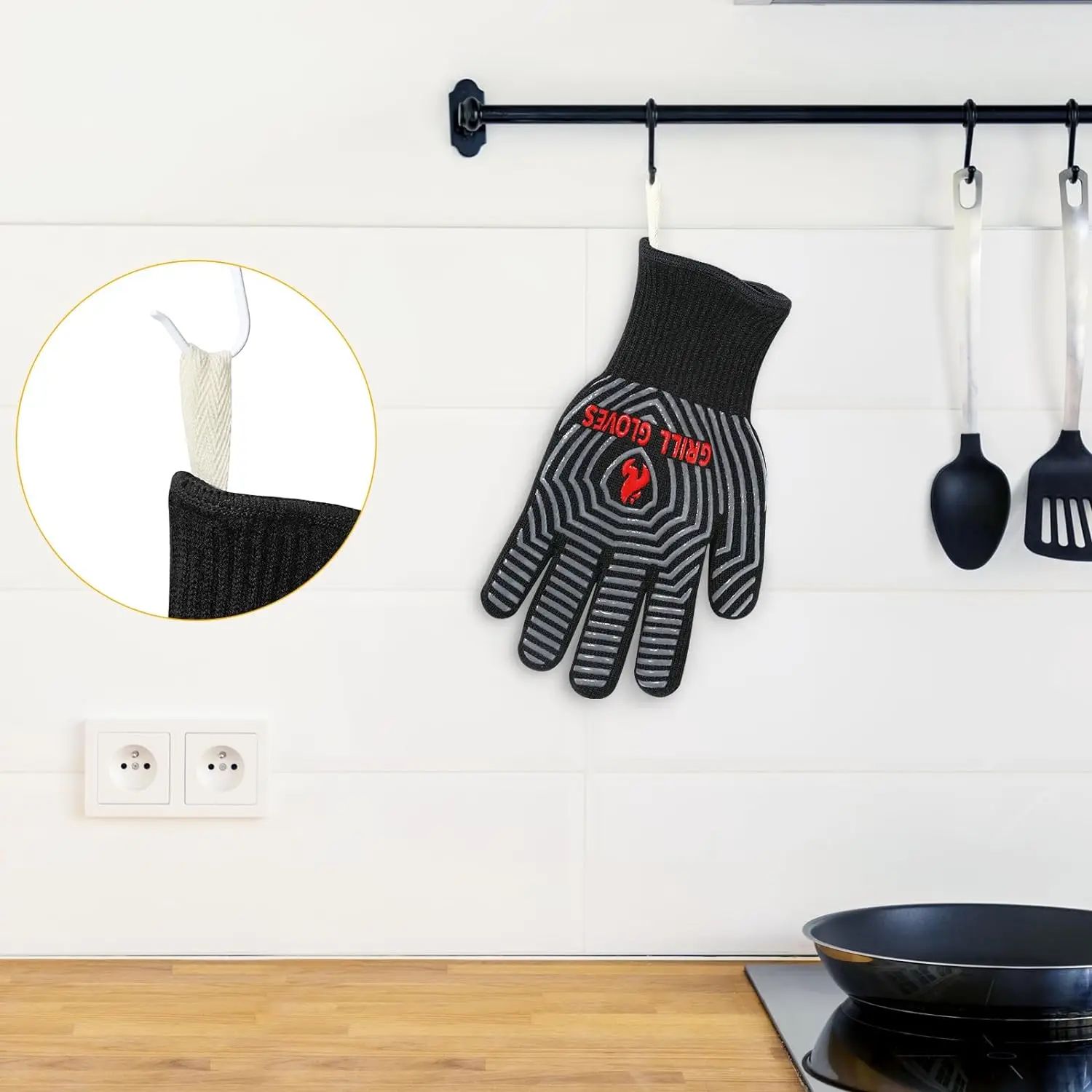 1472F Extreme Heat Resistant Silicone Non-Slip Kitchen Oven Mitts BBQ Gloves for BBQ, Cooking, Baking