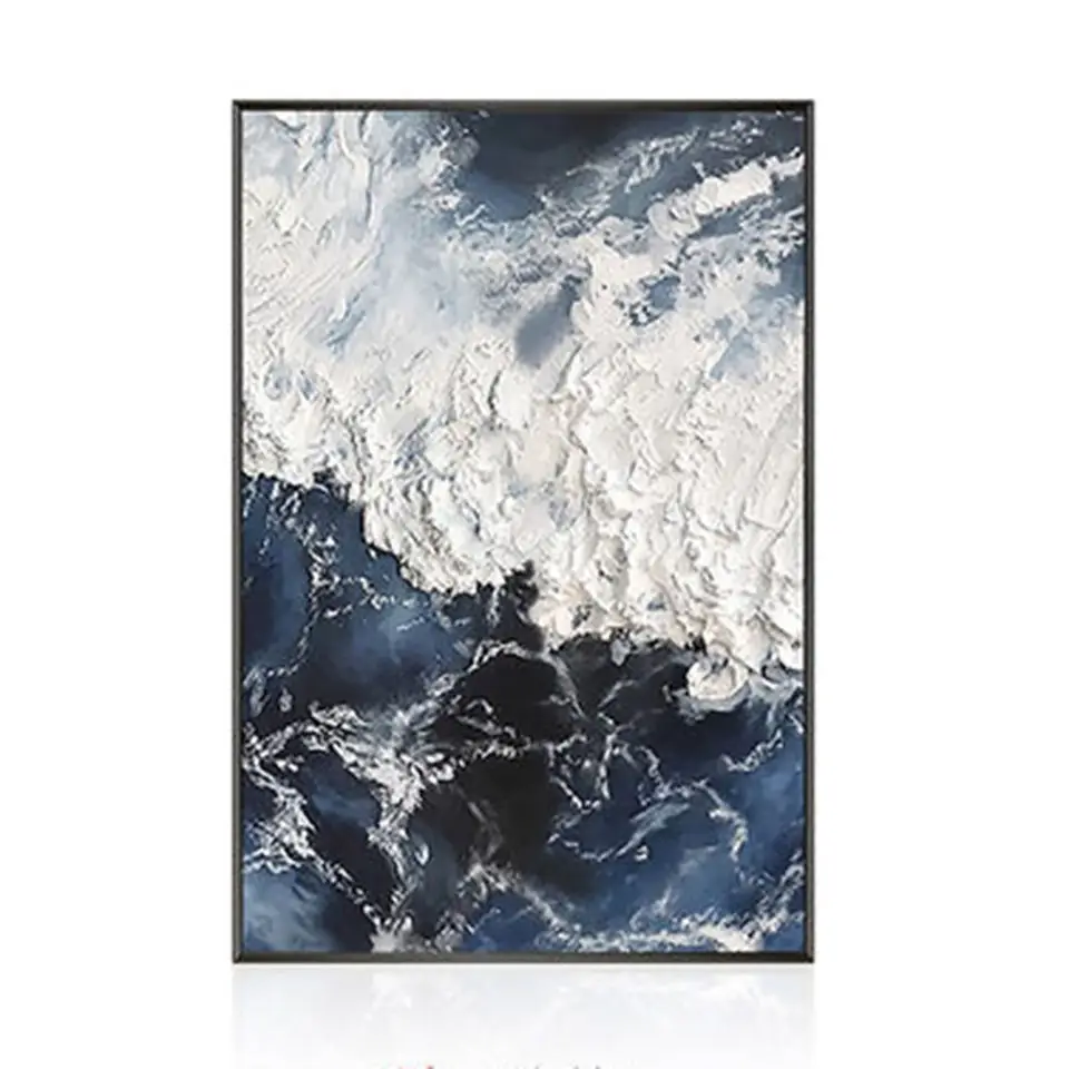 Большой размер Золотая фольга синий океан море современная абстрактная Настенная картина ручной работы большая маслом на холсте
