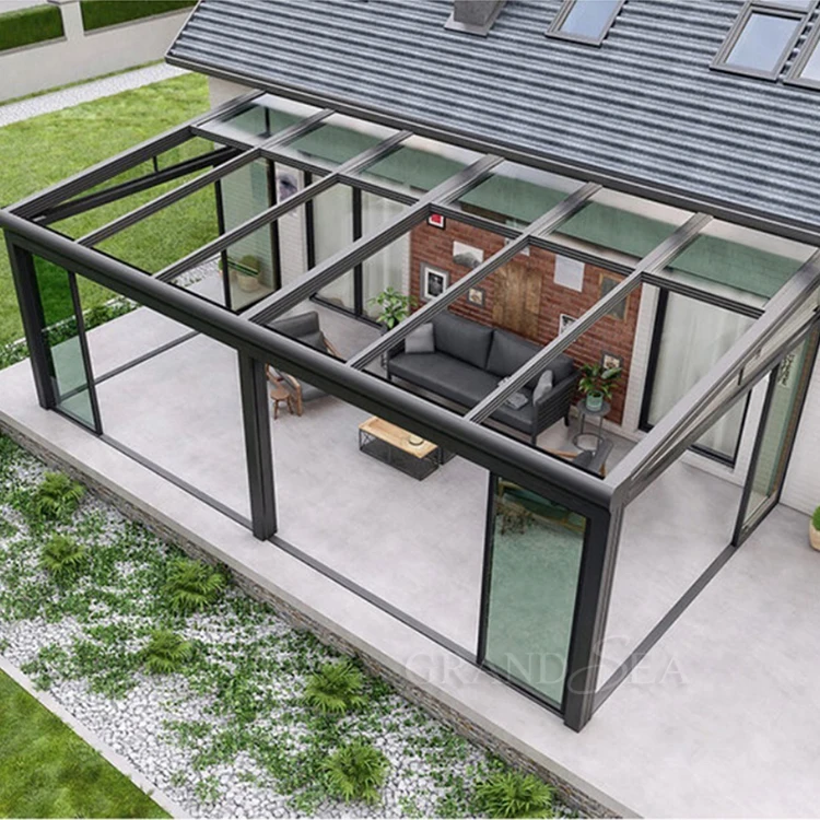Commercial use aluminum sunroom prefabricated custom conservatory casa megasun solarium house