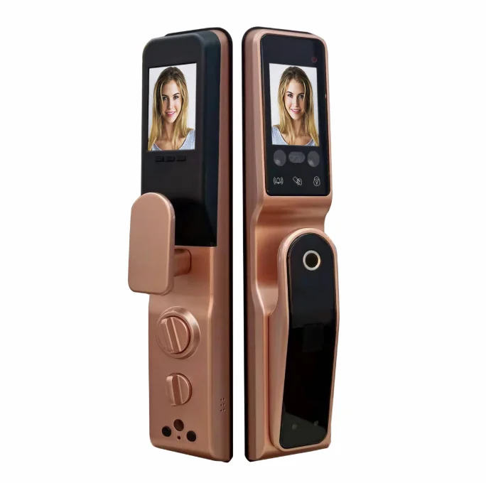 Tuya Wifi Fingerprint Recognition Smart Door Lock Cat Eye Automatic Face door lock with Camera Capture Function