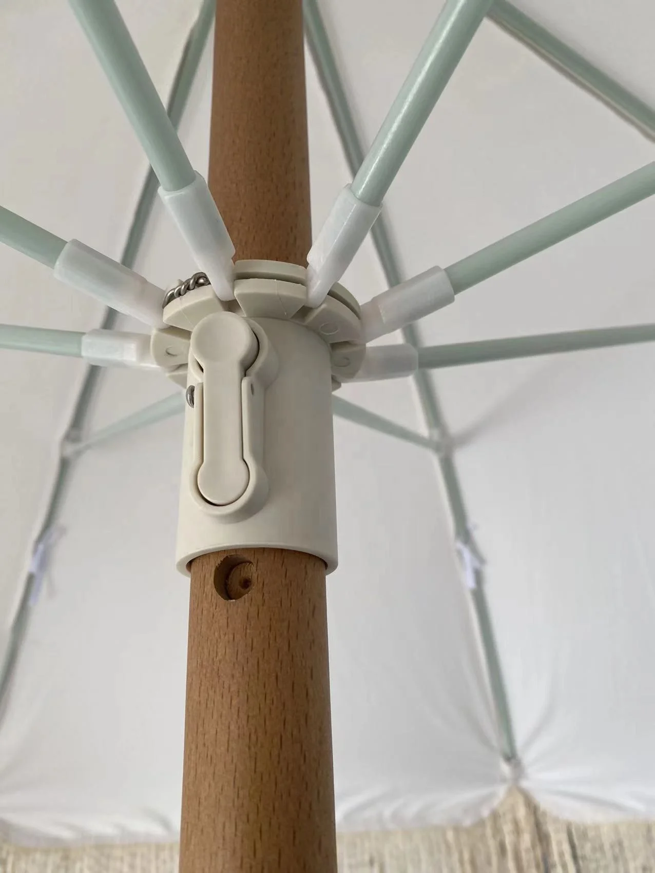 custom luxury wooden garden  beach umbrella with tassels