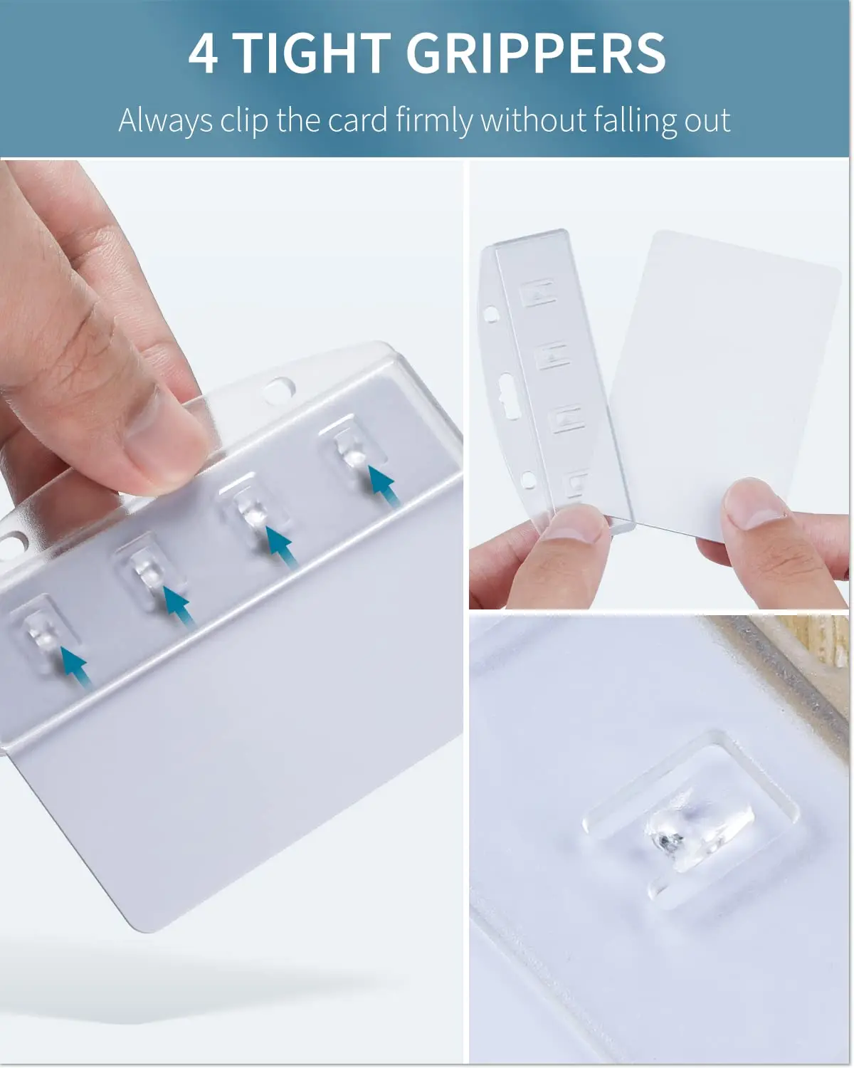 Horizontal Half Card Badge Holder Hard Transparent Protector Sleeve Frosted Pouch Gripper for POS Magnetic Swipe Credit Cards