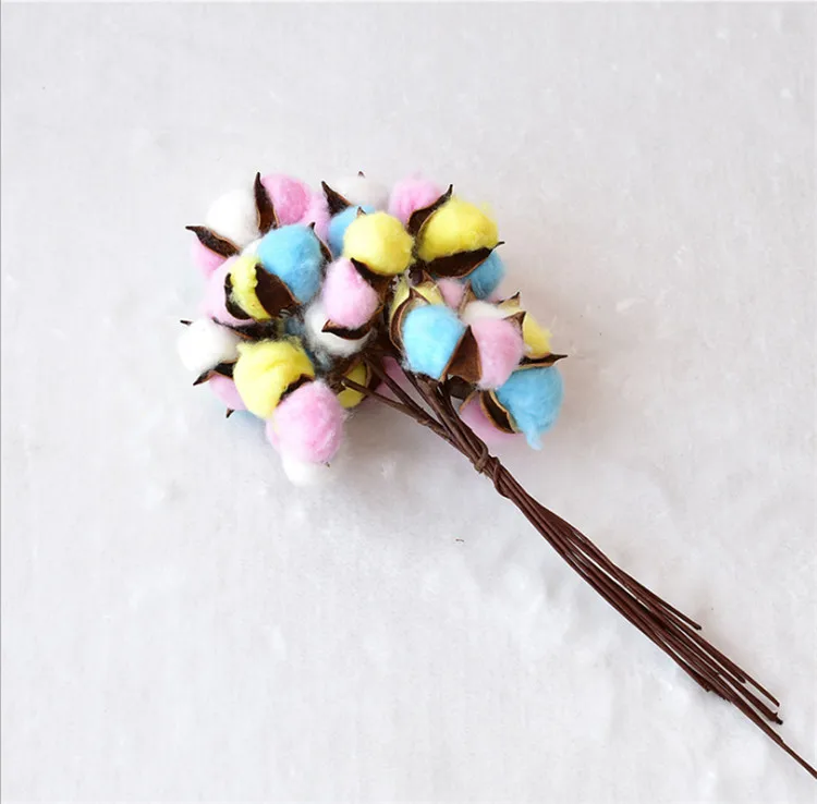 R-1222 красочный ватным тампоном стеблей украшения искусственные цветочные выборка хлопковое с изoбрaжeниeм цвeтoв Для композиции Home Decor