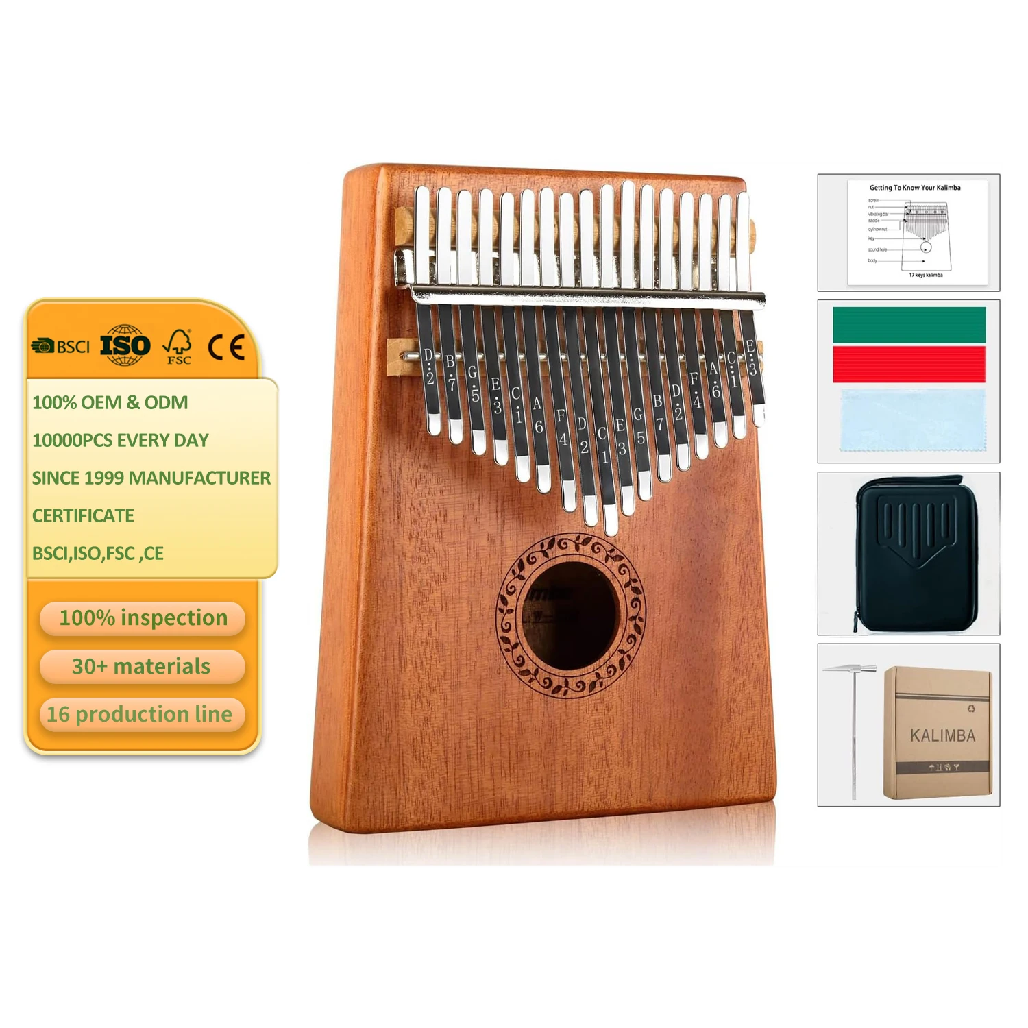 Gift for Kids Adult Beginners Kalimba 17 Keys Thumb Piano Portable Mbira Sanza African Wood Finger Piano