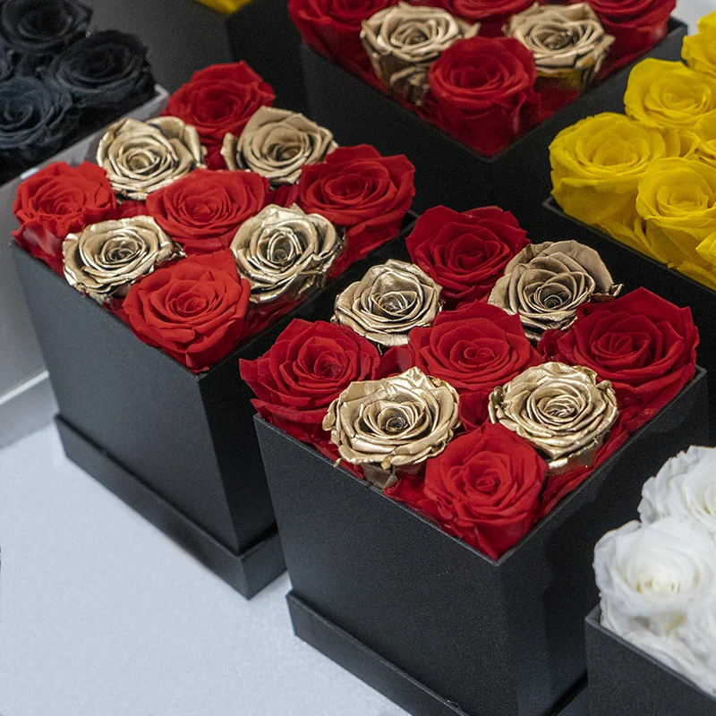  Wholesale A Grade 50 Colors rose gold box Perfect Decorative Dried Flowers Preserved Rose for Valentines Day