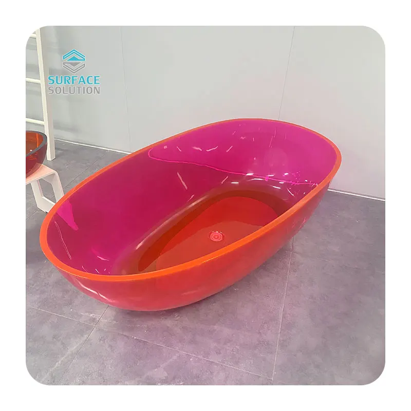 solid surface acrylic transparent free standing soaking bath tub