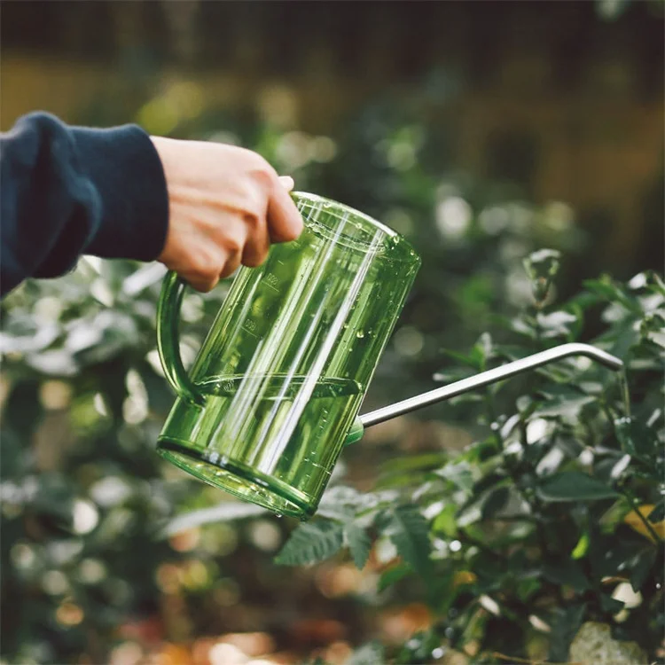 Garden Indoor 1L 1.5L Liter Green Gray Clear Detachable Stainless Steel Long Spout PS Plastic Small Watering Can For Flower