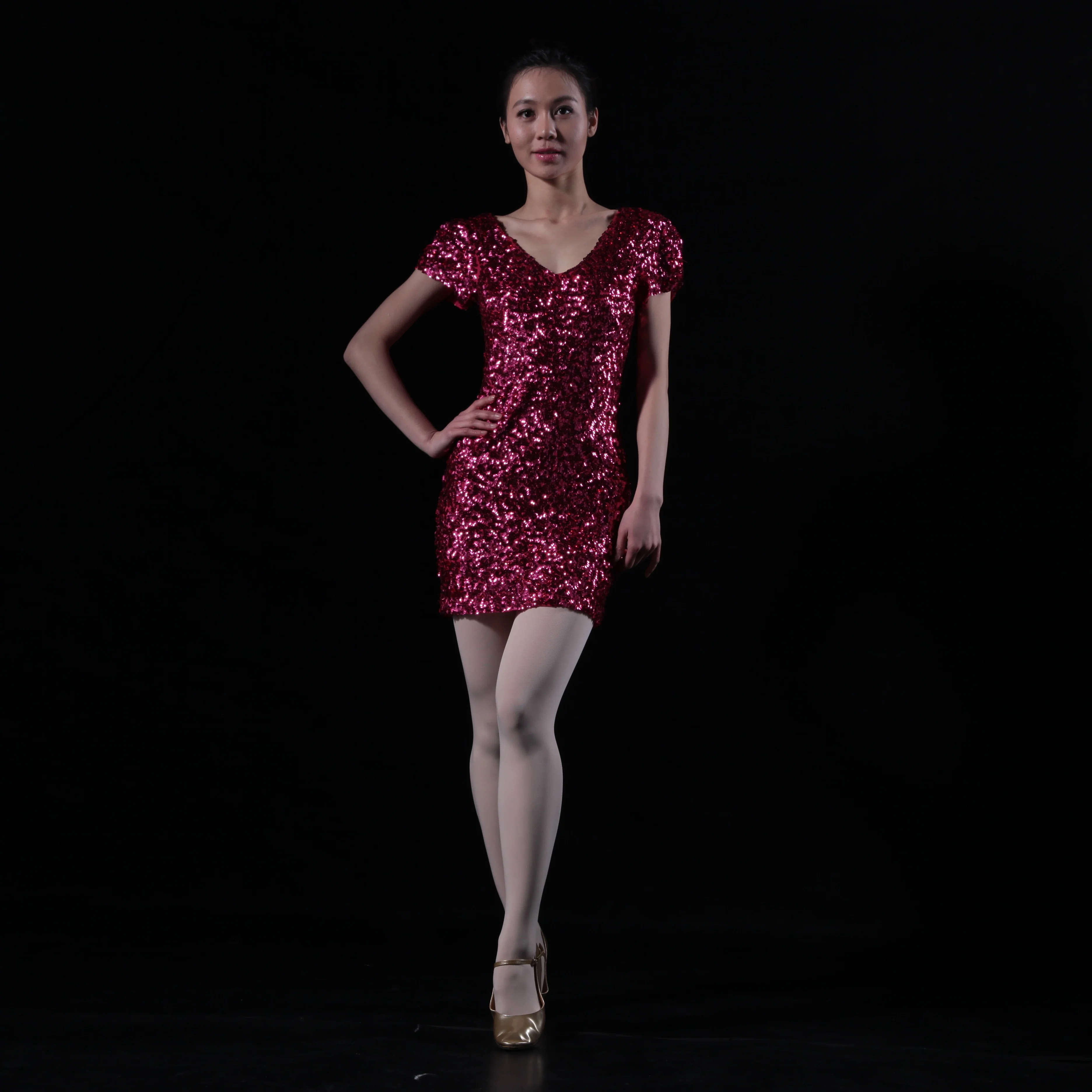 Baiwu ODM/OEM Sequin Performance Dance Dresses stage & dance wear 17AX1003