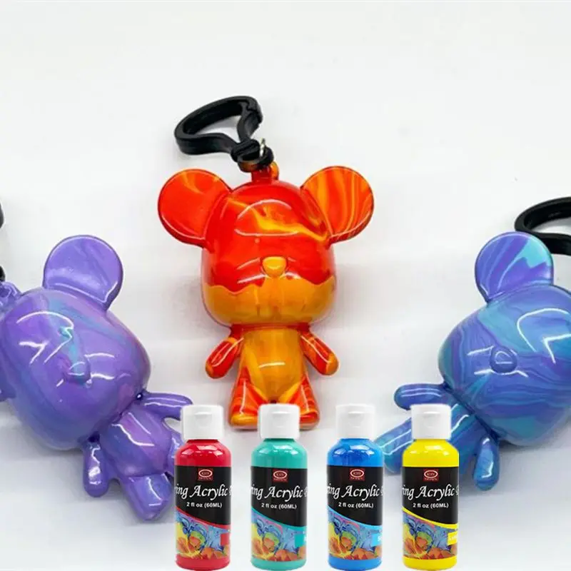 KHY 2024 Tiktok Hot Sale Fluid Violent Bear Doll Ornaments Creative Gift Diy White Embryo Enamel Liquid Bear