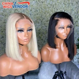 Free sample bone straight short human hair lace bob wigs for wholesale vendor,13x4 / 4x4 closure bob wig for black women