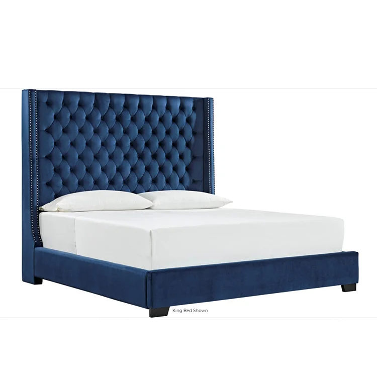 Оптовая продажа с фабрики, роскошный дизайн, красивая платформа для кровати с высоким изголовьем, тканевая рама для кровати