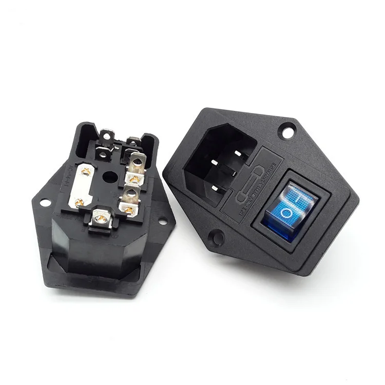 Hot selling AC power connector socket with fuse and switch for industrial machine male adapter connector