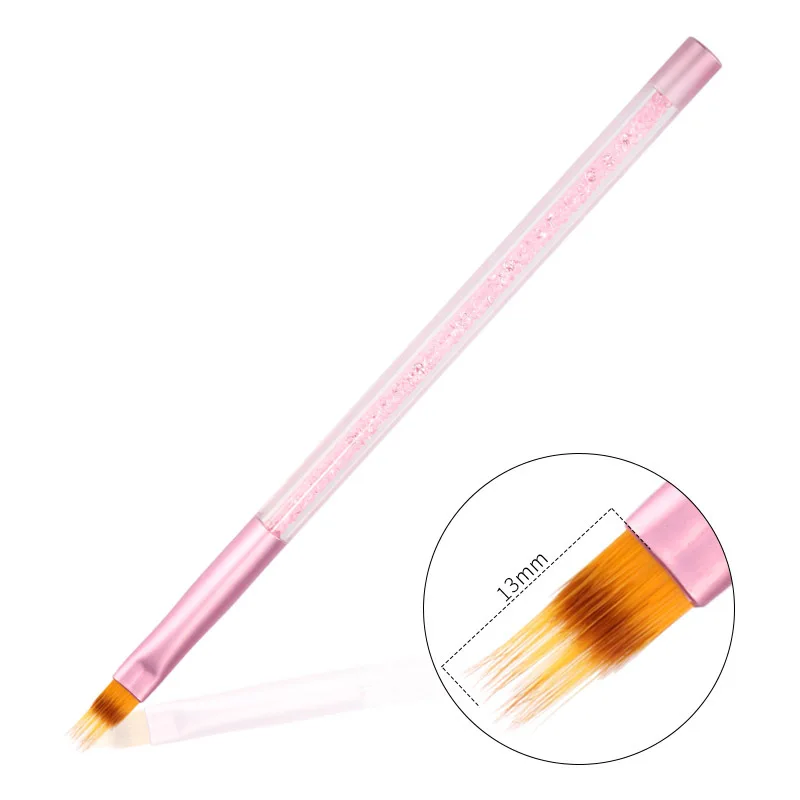 Nail Art Pink Rhinestones Decoration Handle Synthetic Hair Nail Art Brush gel Polish Drawing Painting Flowers Nail Pen