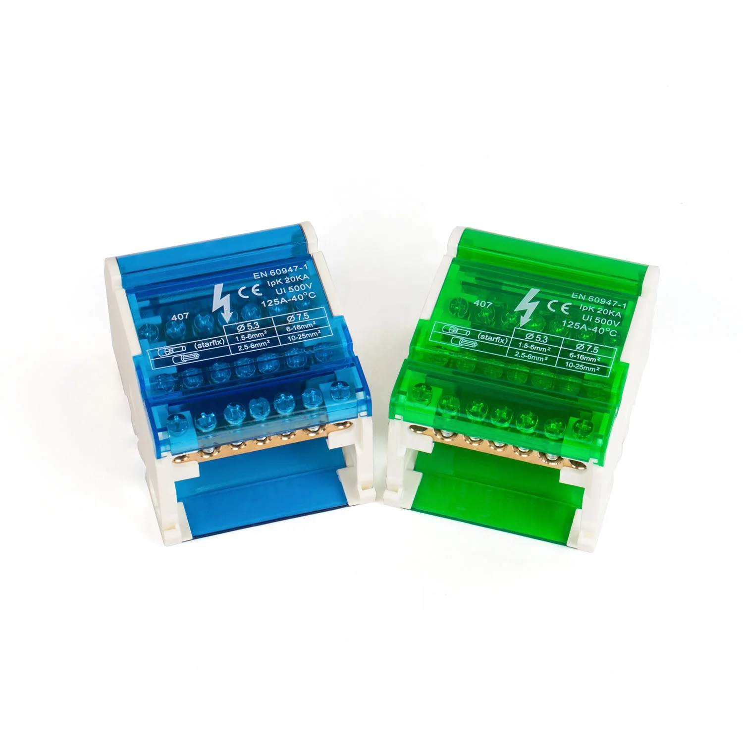 Din Rail Brass Busbar Distribution Terminal Blocks Power Distribution Screw Terminal Blocks