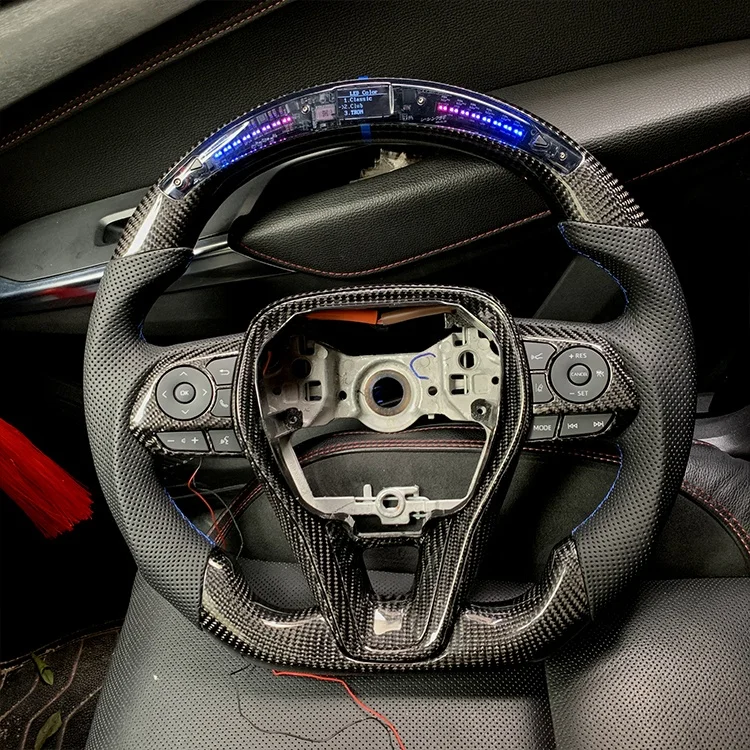 Hot Selling LED Carbon with carbon fiber with perforated leather with LED light on steering wheel for 2019-Corolla