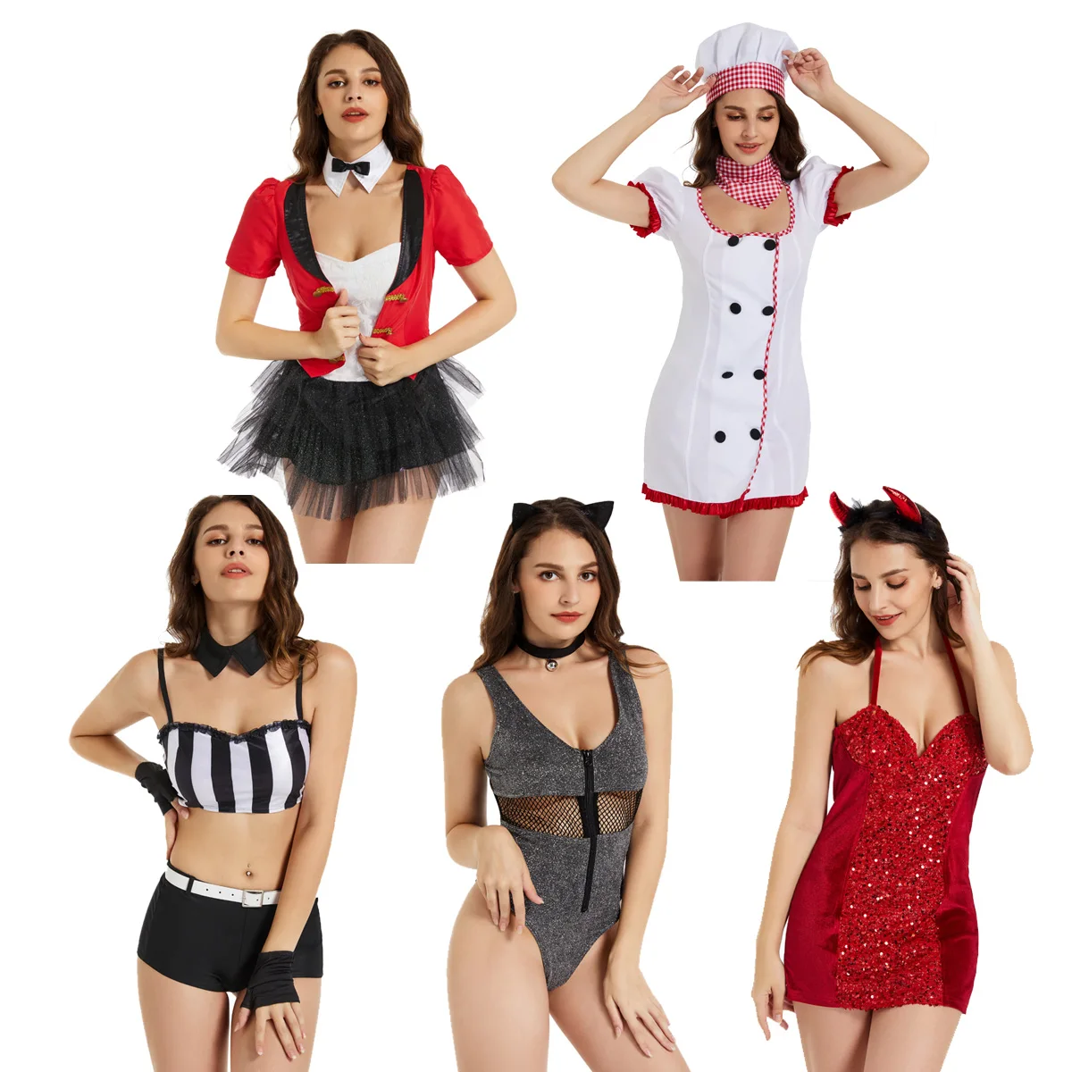 2022 Valentines Day Sexy Costumes Dress Women Girls Sexy Nurse Devil Cat Costume
