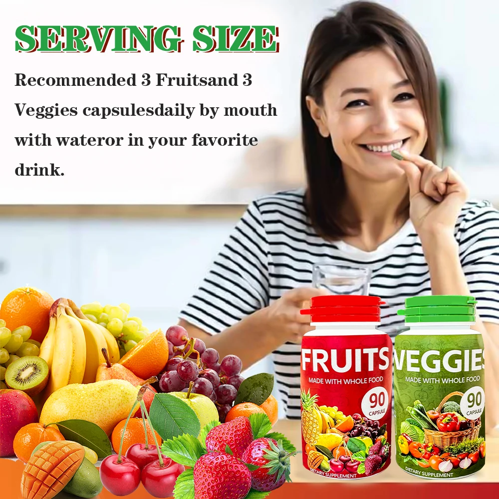 OEM/ODM Fruits and Veggies Greens Capsules  Vegan Support with Immune Supplement Organic Vitamins for Women Men and Kids