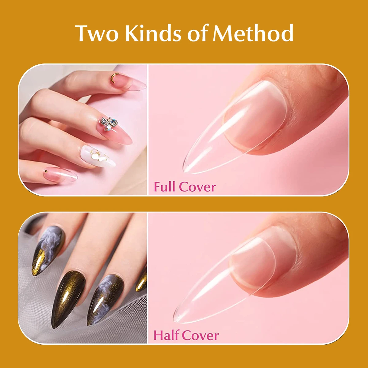 Popular 120 pcs 12 sizes mini clear box full cover soft gel x nail tips