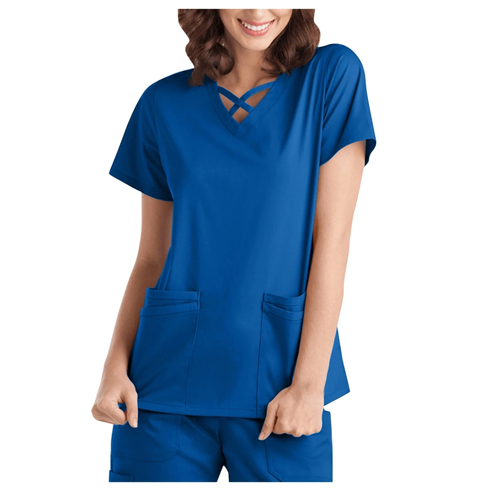 OEM Hospital Nursing Uniform Unisex Srubs Short Sleeves Black Color Top and Pants Scrub Suit Uniforms