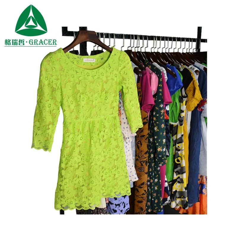 Fashion Summer Women Silk/Cotton Dress Used Clothing Second Hands Clothes Bales Used Clothes For Women