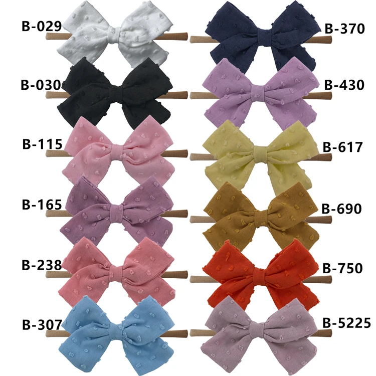 3.5 inch Shabby Cotton Fabric Hair bow With Headbands Soft Nylon Hairbands Hair bands Accessories for Children Baby Girls
