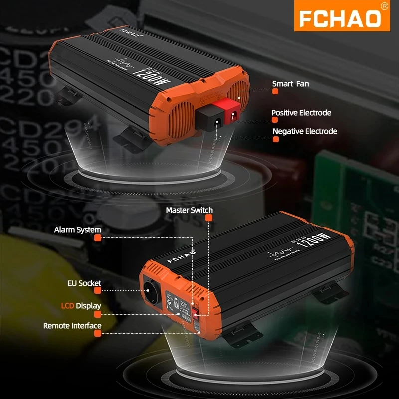 Fchao PSC-1500W-C AC/DC 12V/24V/48V к переменному току 110V 220V 50HZ Чистая Синусоидальная волна домашний литий 1500 Вт инвертирующий
