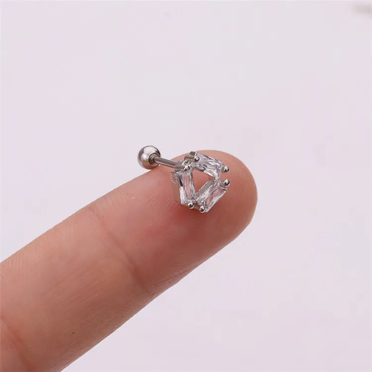 Geometric Snowflake Zircon Stud Earring Single Earring Stainless Steel Screw Earrings Creative Ear Piercing Jewelry