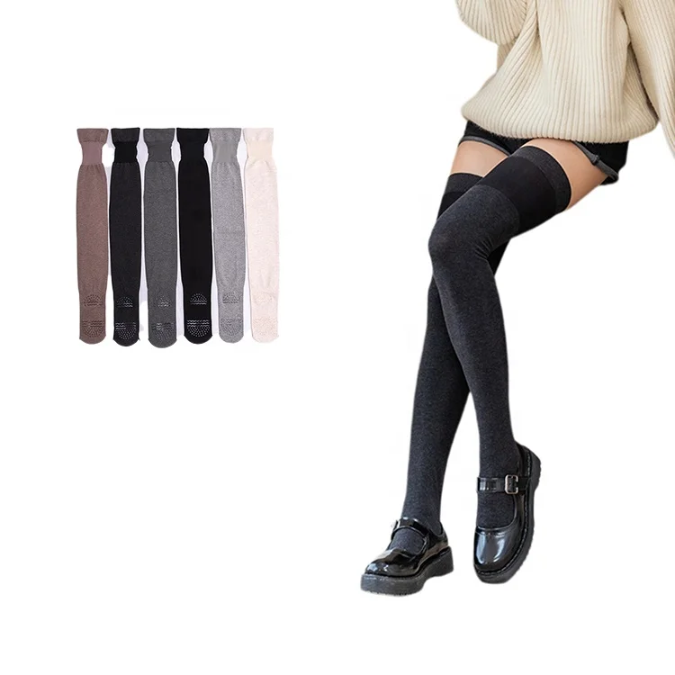 6 Colors Fashion Solid Knitted Woman Long Thigh Over Knee High Thick Warm Socks