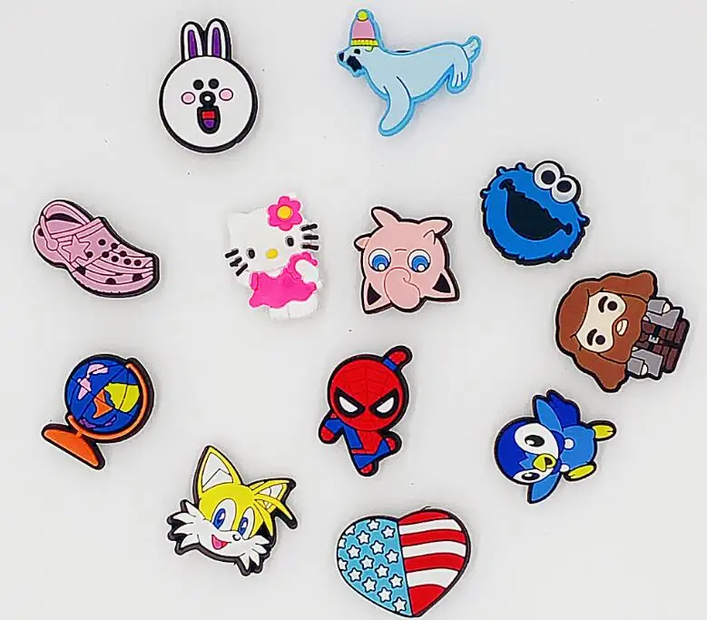 100Pcs Pack Shoe Decorations Charms for Boys Teens Kids PVC Clog Accessories Pins