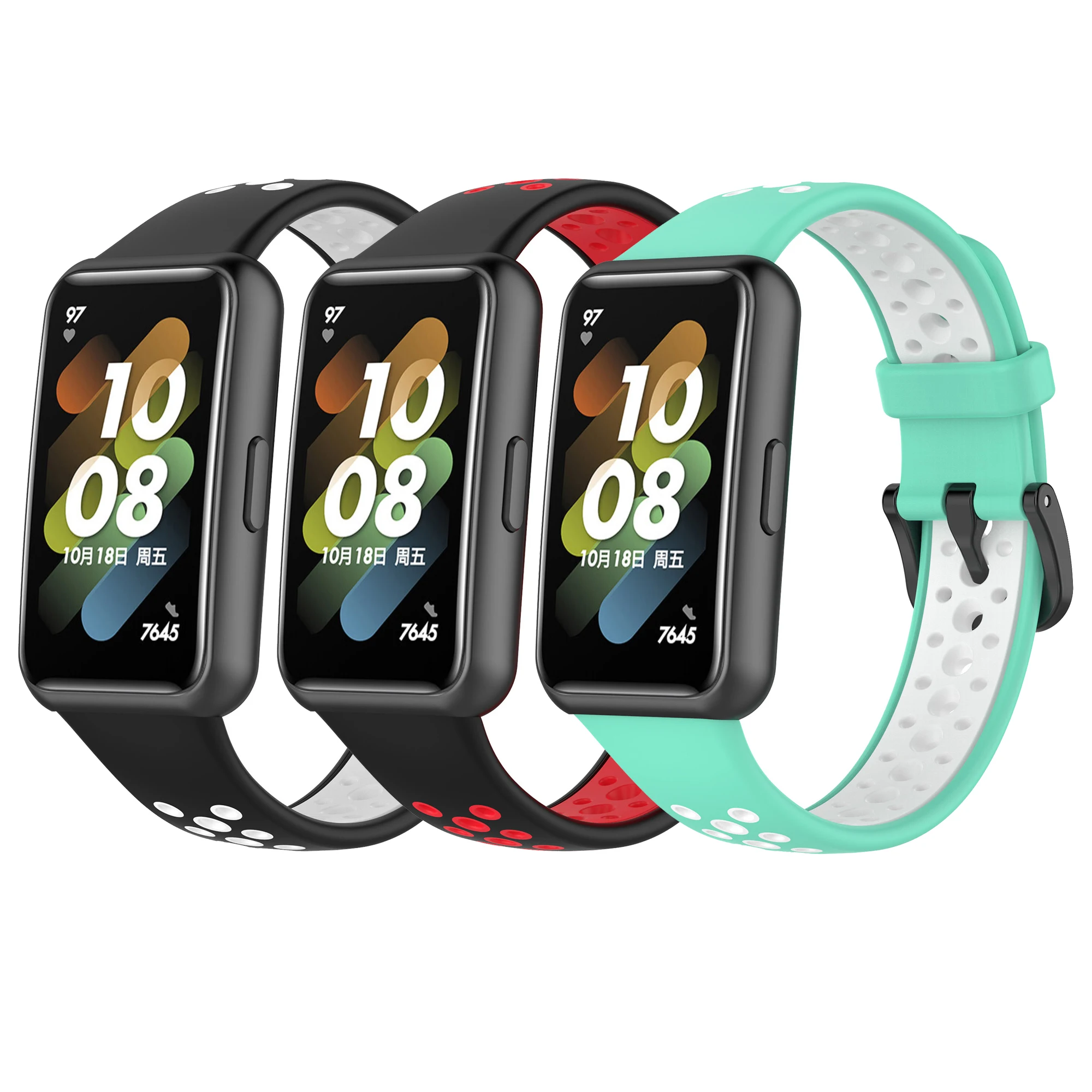 Sport Band7 Double Colors Reloj Silicone Wrist Smartwatch Correa Smart Watch Strap For Huawei Band 7