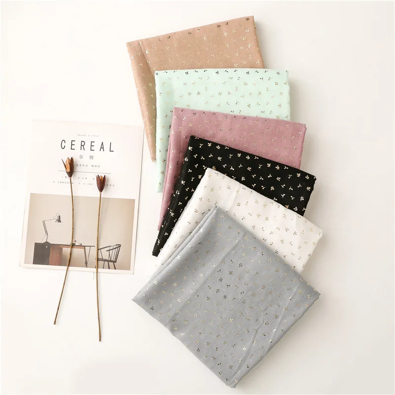 Fashion floral Gold Foil print scarf polyester women scarf