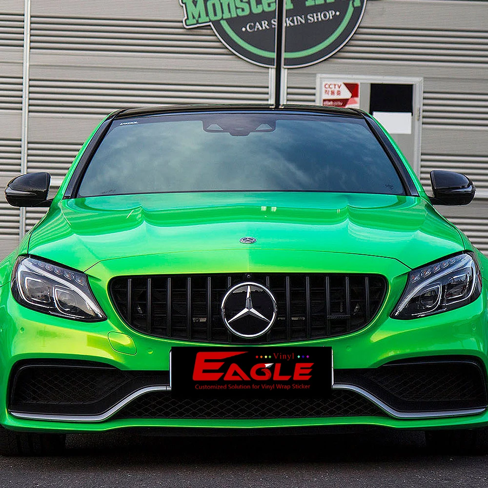 Глянцевая неоново-зеленая пленка из ПВХ для смены цвета автомобиля оберточная наклейки