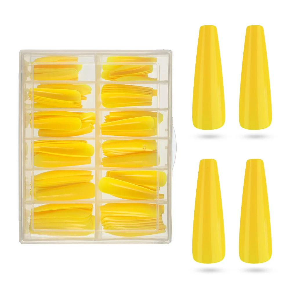 Solid color 120 pieces full sticker wearing armor coffin armor T-shaped ballet XXXL false nails DIY extended nail kit
