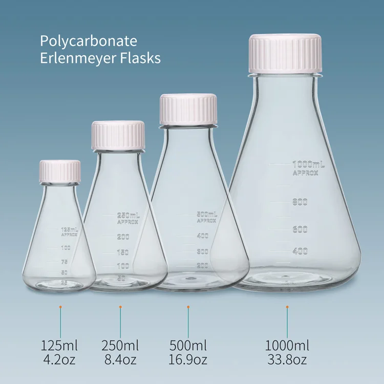 Поликарбонатные колбы erlenmeyer 500 мл 250 1000 пластиковая коническая колба для химической