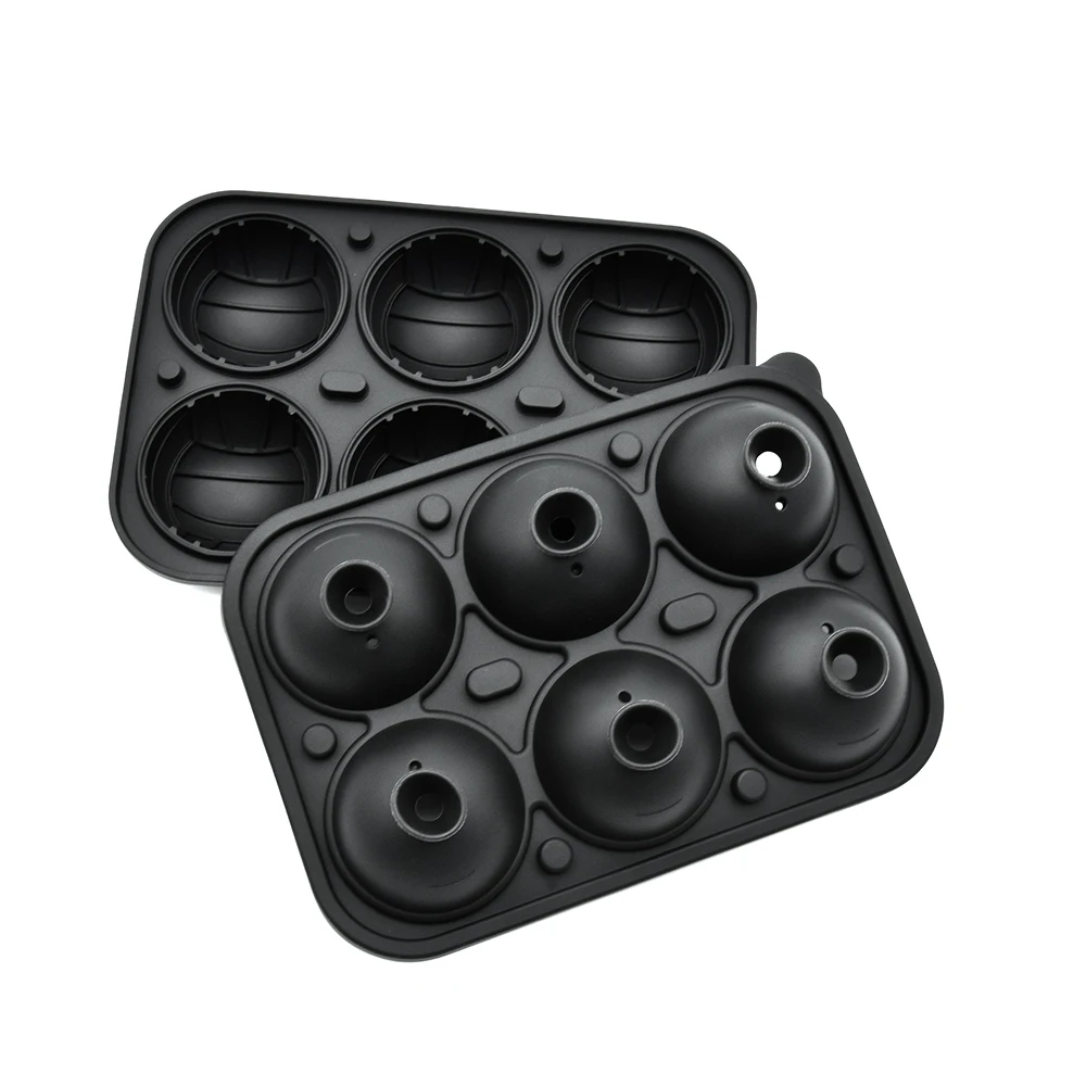 Benhaida Easy to Release Whiskey Large Ice Ball Maker 6 Cavity BPA Free Leakproof Volleyball Ice Tray with Funnel