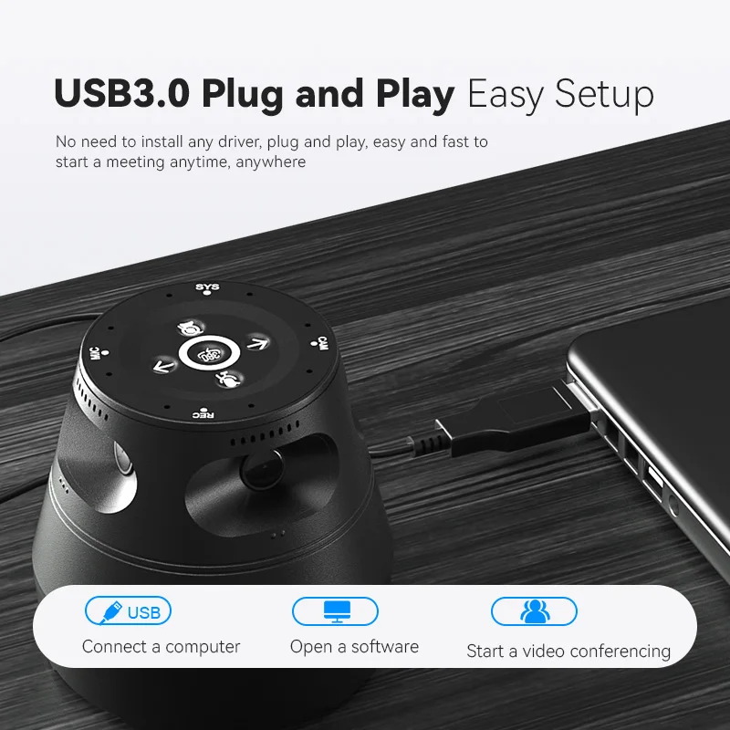 Anywii 8MP 4 Lens Al Sound Source Tracking Ptz Video Conference Camera Voice Tracking Camera For Live Streaming