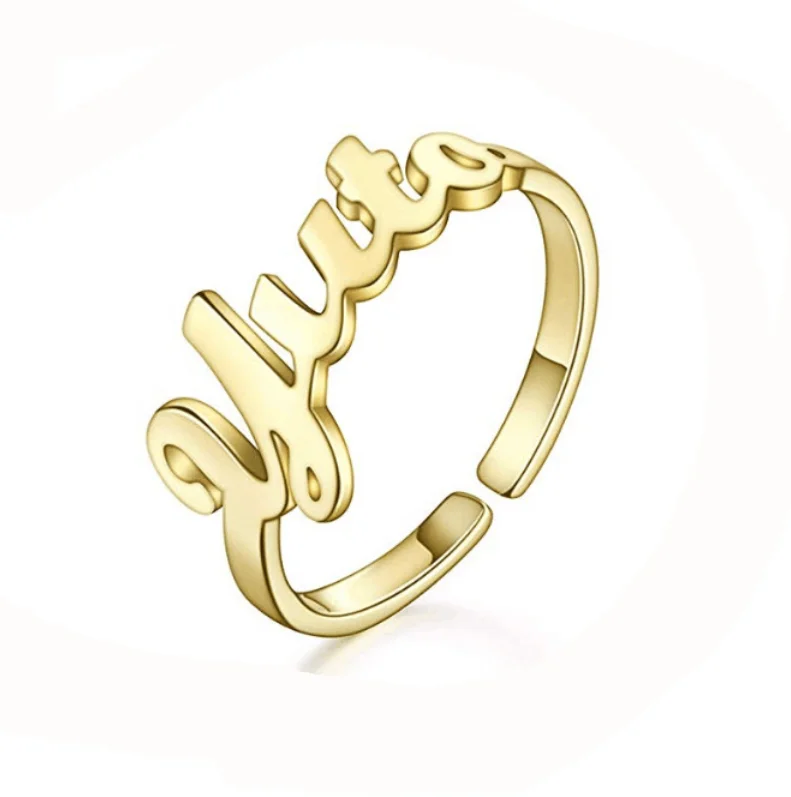 High Quality Adjustable Ring Custom Name Letter Alphabet Stainless Steel Jewelry Ring