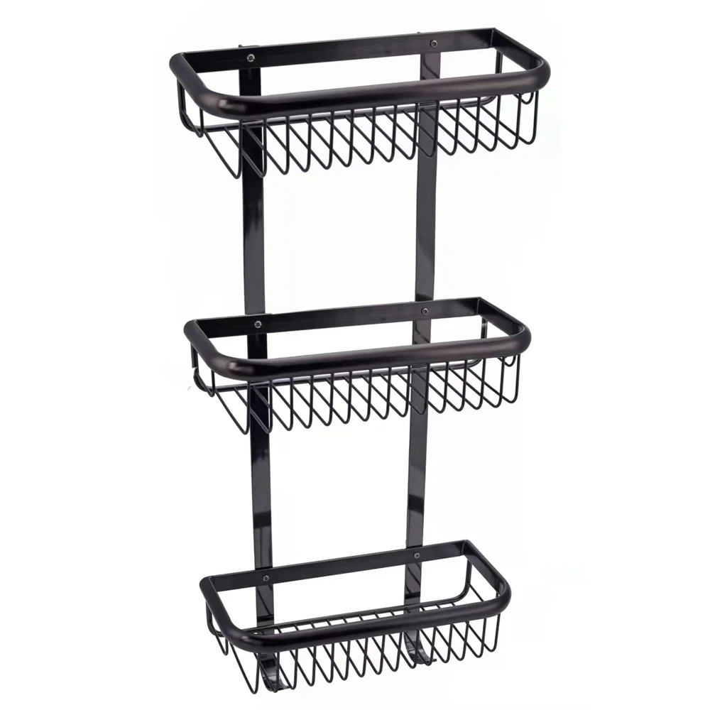 Factory attractive design bath accessories matte black 3 tiers shower caddy shelf