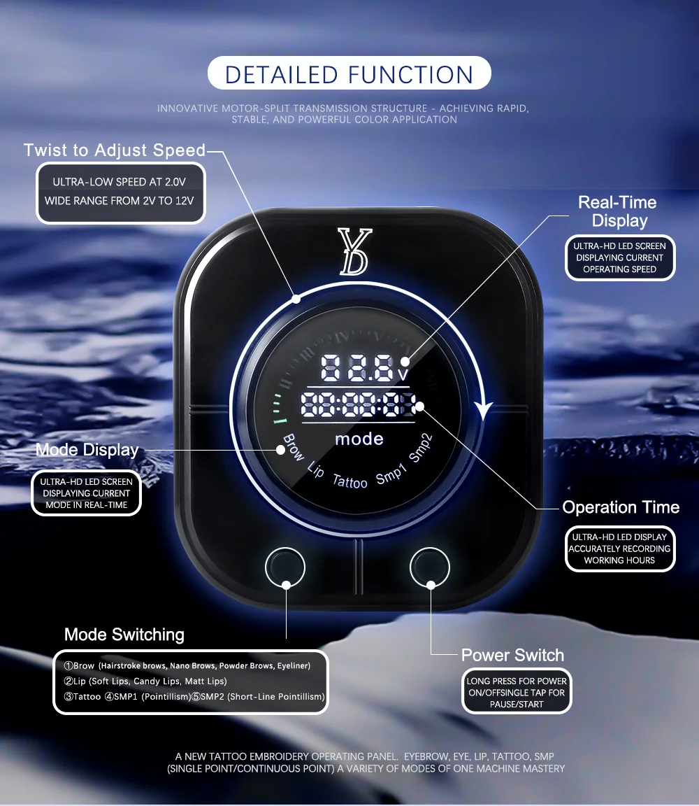 Multi-functional YD Blink Pro X24 Permanent Makeup Rotary Machine For Brows Lips Eyelid Scalp Areola Tattoo