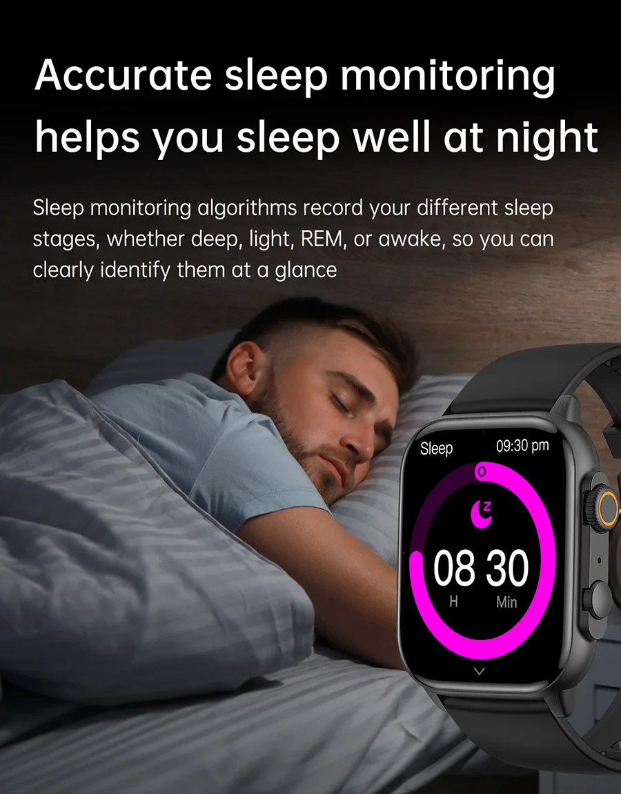 2024 AMOLED screen smart watch ultra style BT call password screen time recording blood pressure health smart watch