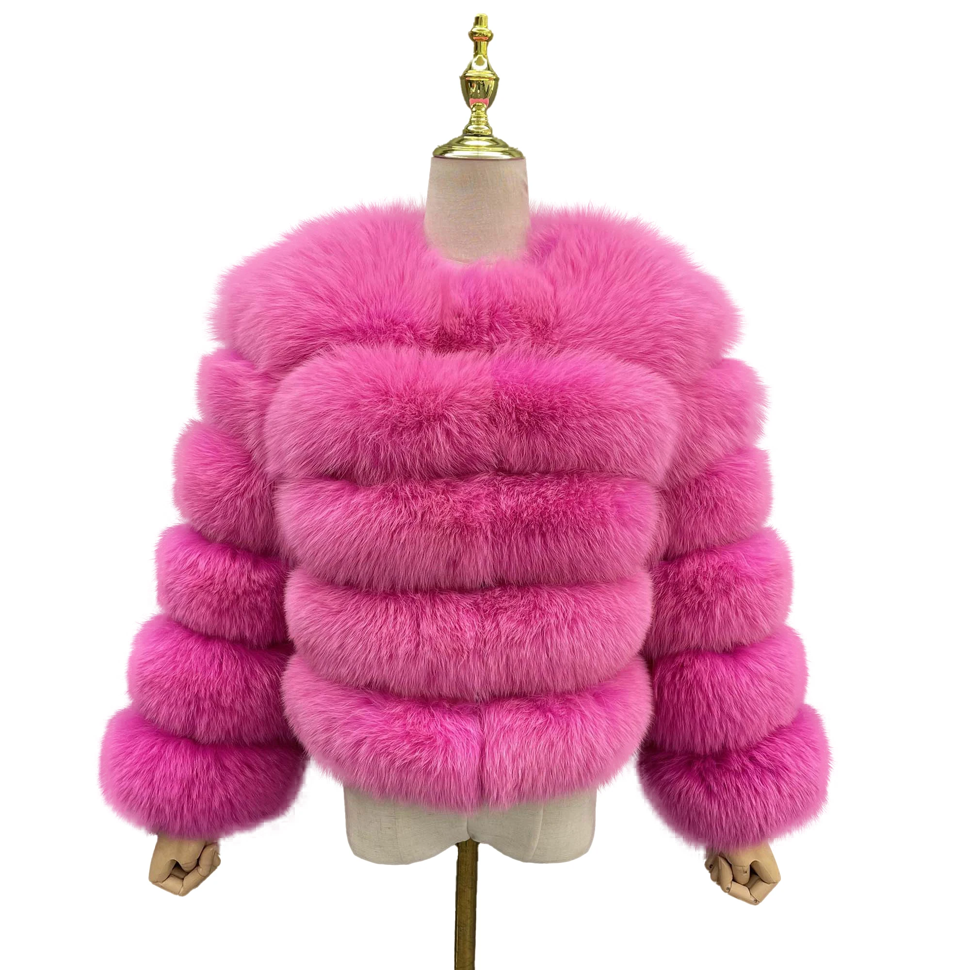 Classic Women Fashion 5 Rows Customized Size Colors High Quality Thick Warm Fox Fur Coat