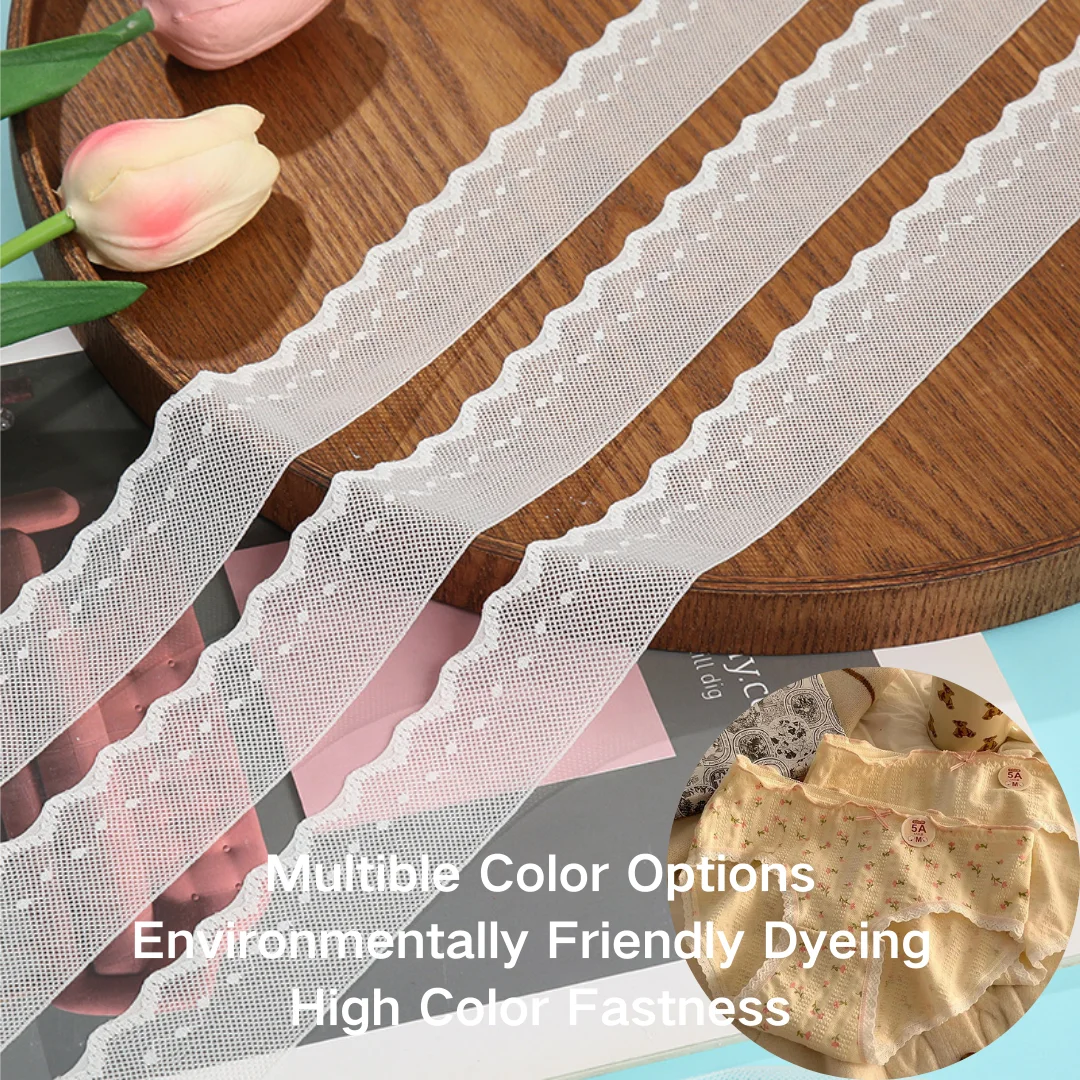 WH6352 Stock high quality  Garment underwear accessories stretch trimming lace white elastic lace trims ribbon