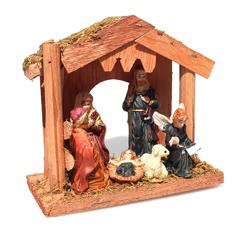 New Jesus Birth Scene Decoration Horse Trough Group House Resin Crafts Statue Religious Church Home Decoration