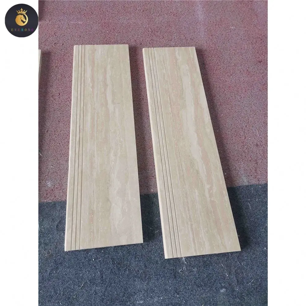 EV Wholesale Light Beige Natural Travertine Tiles Polished Indoor Outdoor Hotel Use Staircase Treads Travertine Tiles Turkey