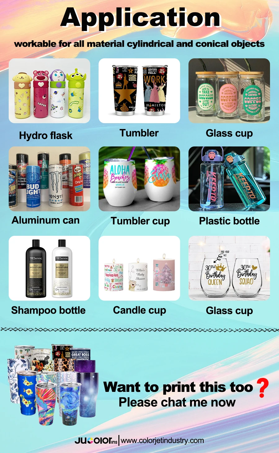 Automatic ink jet cylinder printer bottle uv printing wine glassware cosmetics travel tumblers printer with glossy