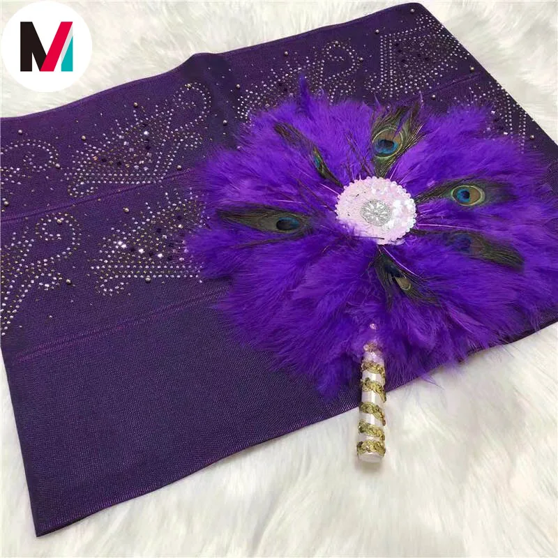  Оптовая продажа африканские камни и бусины aso oke gele Нигерия фанаты из зеленых перьев для женской