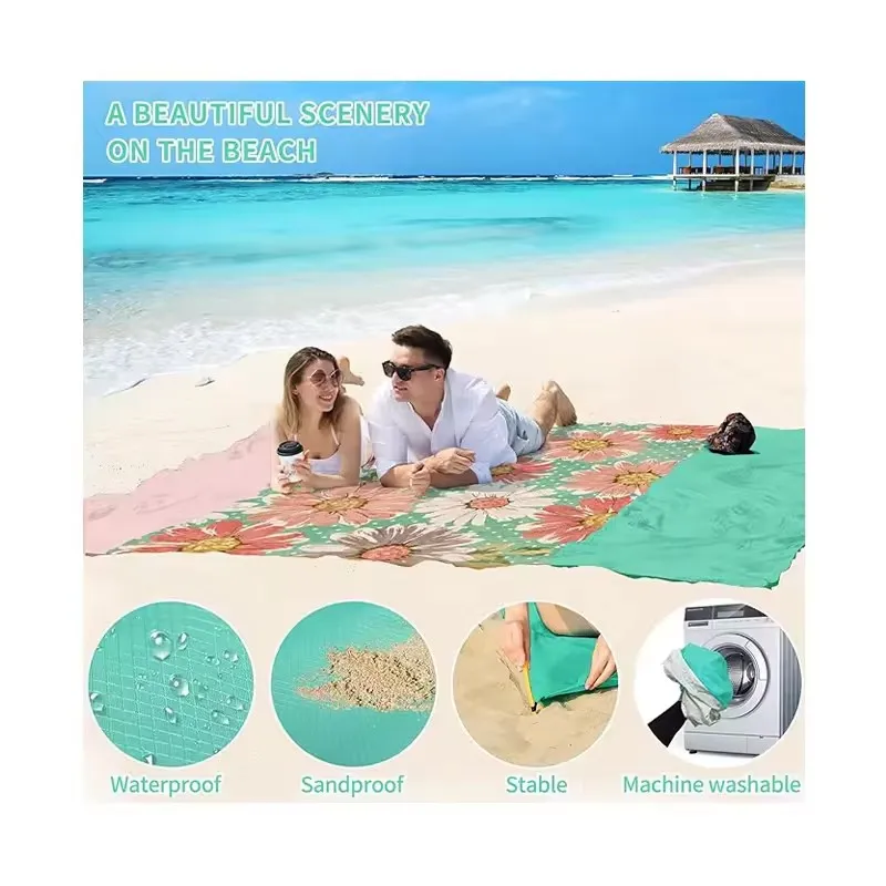 Outdoor LOW PRICE  Camping 210D Nylon  Durable And Waterproof Beach Blanket With Sides
